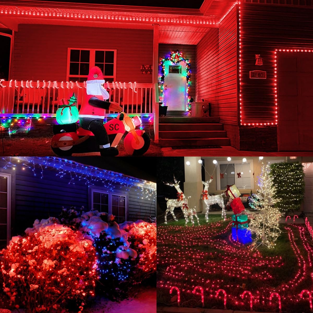 YEGUO Red Christmas Lights Outdoor, 165ft 500 LED String Lights Indoor, Green Wire Twinkle Tree Lights Plug in YEGUO
