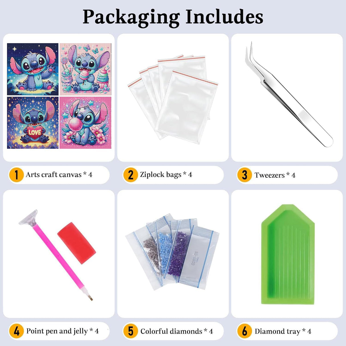 JAKI 4 Pack Cartoon Diamond Art Kits for Adults,Diamond Art Painting Kits for Adults,5D DIY Gem Art Kits for Home Wall Decor(12x12inch) JAKI