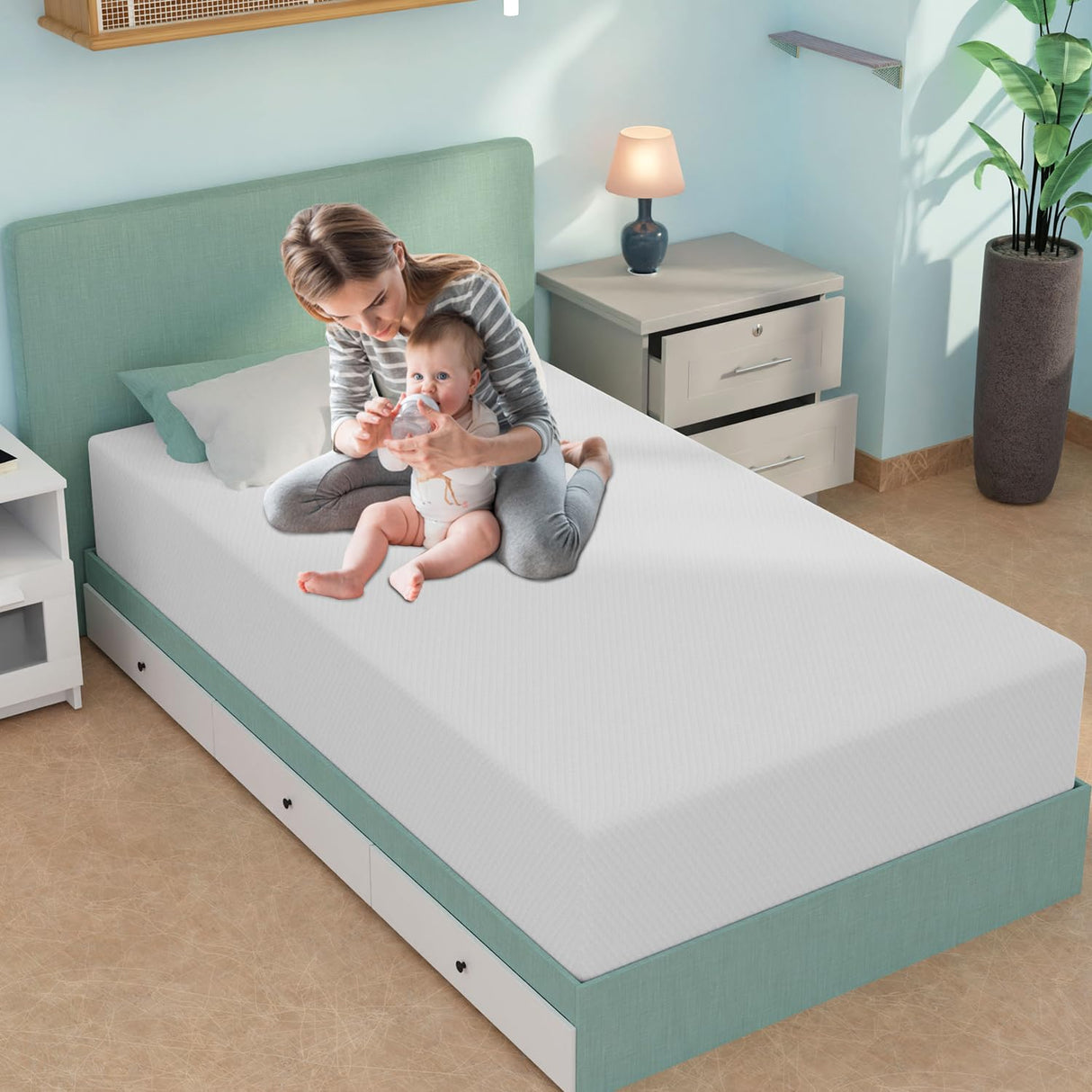 12 Inch Twin Mattress, Gel Memory Foam Twin Size Mattress, Pressure Relieving, Cooling Gel Foam, Twin Mattress in a Box, Certipur-Us Certified, Bed-in-a-Box, Twin, 75"L x 39"W x 12"Th, White NChanmar