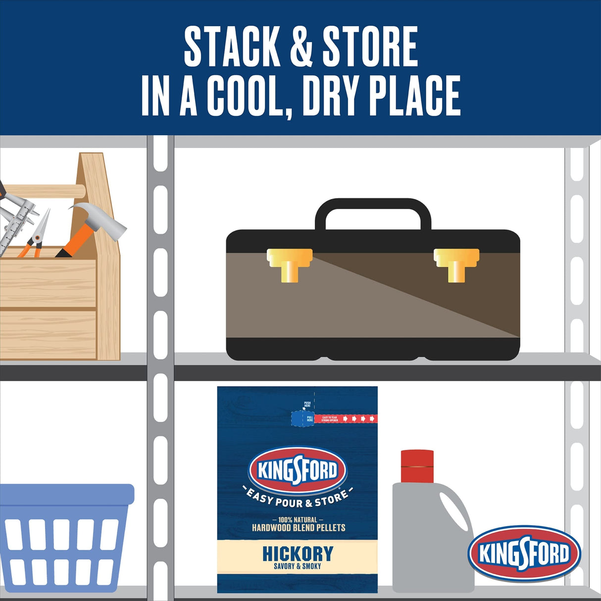 Kingsford 100% Natural Hickory Hardwood Blend Pellets - For All BBQ Grills & Smokers, 18 lbs Kingsford