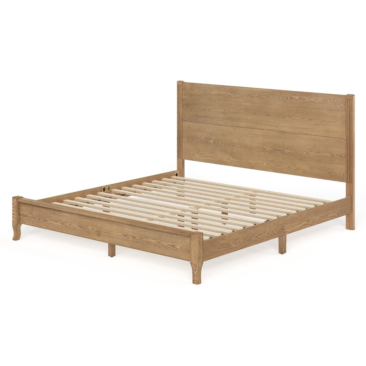 Cozyman Solid Oak King Platform Bed Frame with Headboard – No Box Spring Needed, 800lb Capacity, Easy Assembly, Dark Oak Finish Cozyman