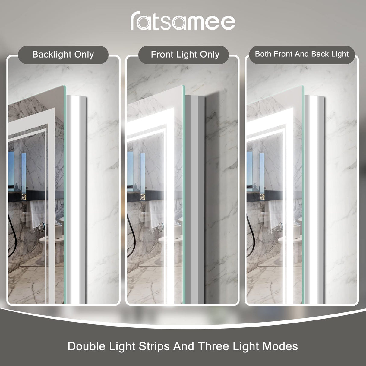 Ratsamee 72x40 Inch Led Mirror for Bathroom with Front Light and Backlit, Dimmable Anti Fog Wall Bathroom Mirror with Led Lights, Water Proof, Decor Vanity Mirror Ratsamee