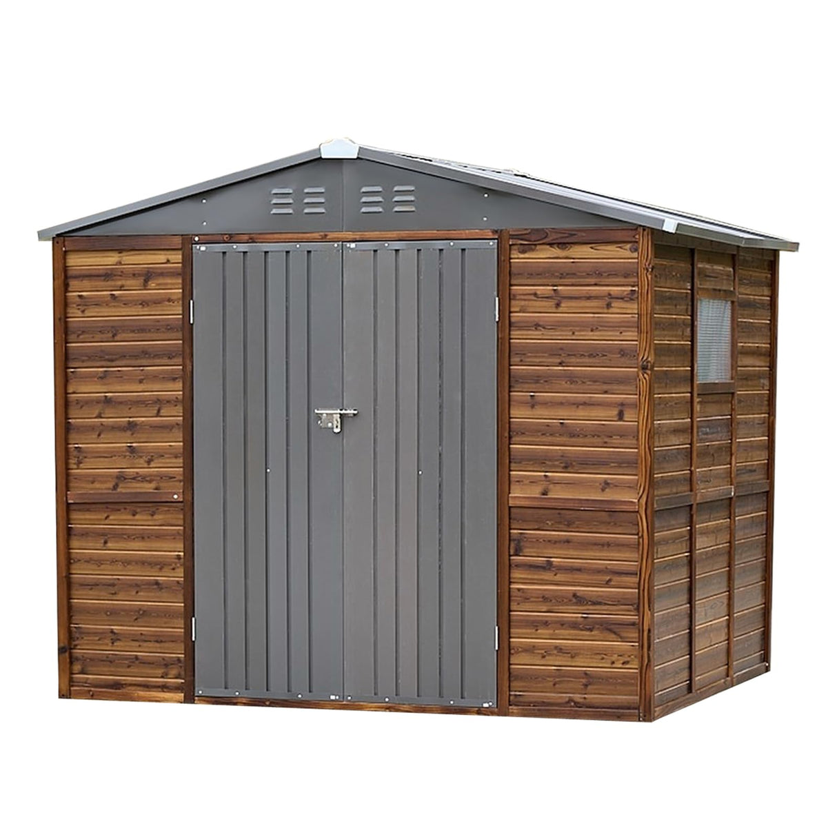 8x6 FT Outdoor Storage Shed, Wood Metal Utility Tool Shed Storage House with Door and Lock, Wooden Sheds Outdoor Storage for Garden,Patio,Lawn,Poolside AEMSOFK