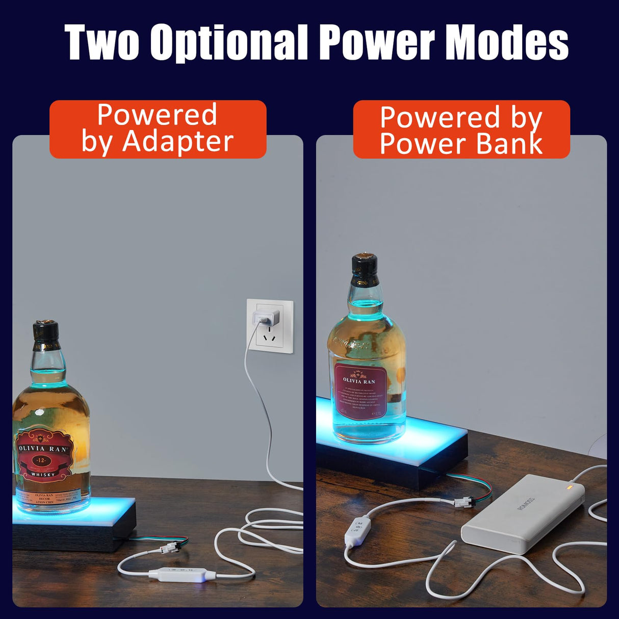 GarveeTech LED Lighted Liquor Bottle Display Shelf - 1-Step, 24-Inch, Remote & App Control, Acrylic with Wine Holder Slots, Multi Functional Wine Rack GarveeTech