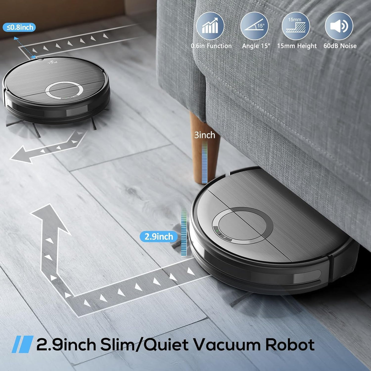 Robot Vacuum and Mop Combo, 2 in 1 Mopping Robot Vacuum Cleaner with Schedule, Wi-Fi/App/Remote, 2000Pa Max Suction, Self-Charging Robotic Vacuum, Slim, Ideal for Hard Floor, Pet Hair, Low-Pile Carpet MAMNV