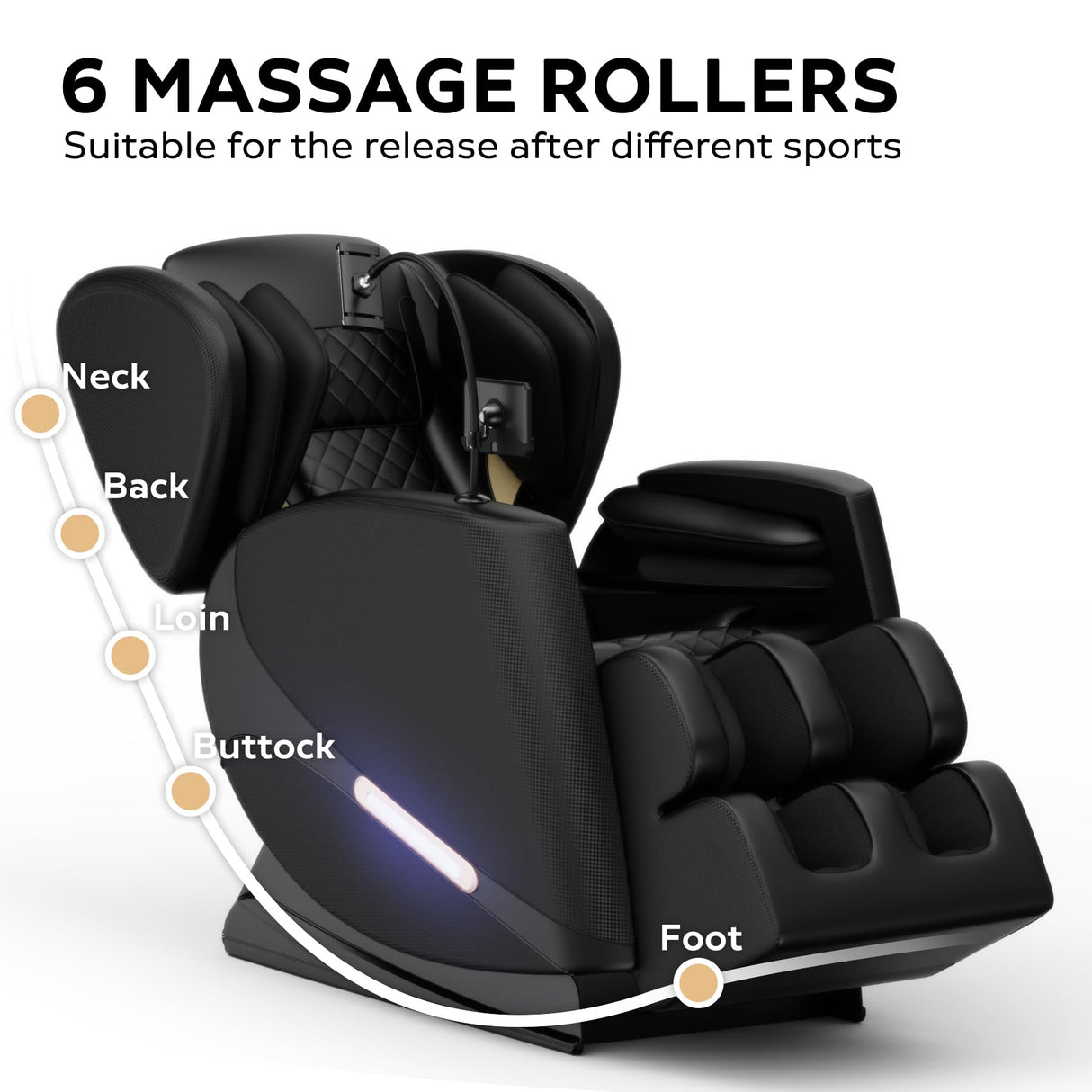 Massage Chair, 3D Massage Chair Full Body, Zero Gravity Shiatsu Massage Chair Recliner W/Heating,Foot Rollers,Bluetooth Speaker,6 Fixed Massage Rollers,5 Auto Modes Air Compression,for Office PULLAFUN