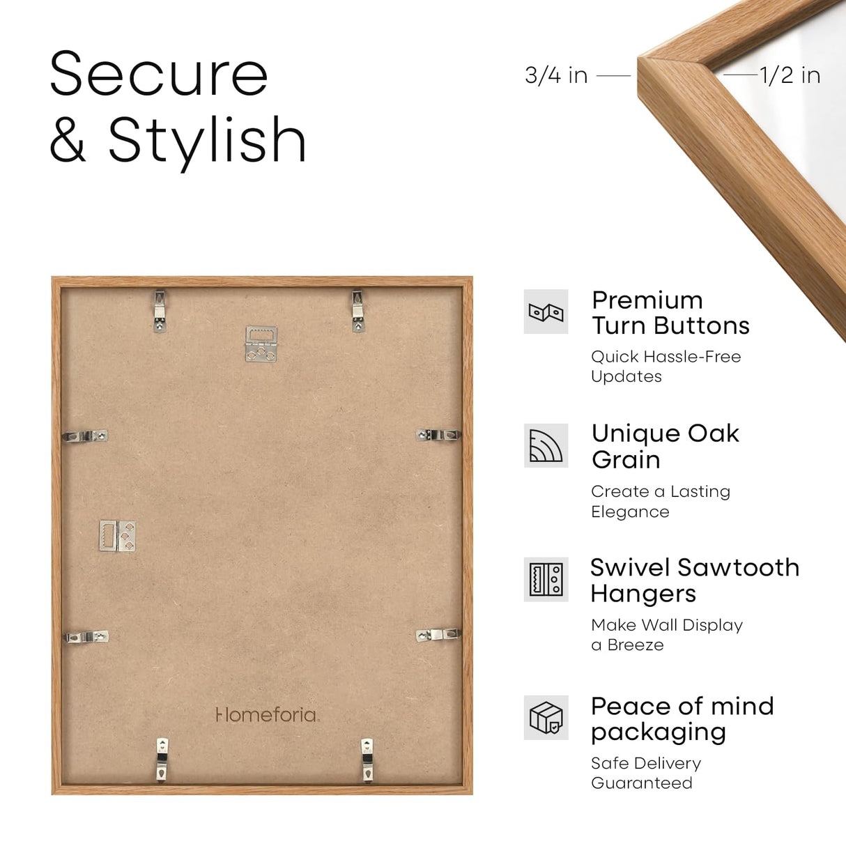 Homeforia 24x36 Poster Frame Wood, High End Natural Oak 24 x 36 Large Picture Frame with Mat 20 by 30, 24x36 Light Wooden Frames Matted to 20x30 Photo, 36x24 Frames, Tempered Glass, Wall Kit, Set of 1 Homeforia