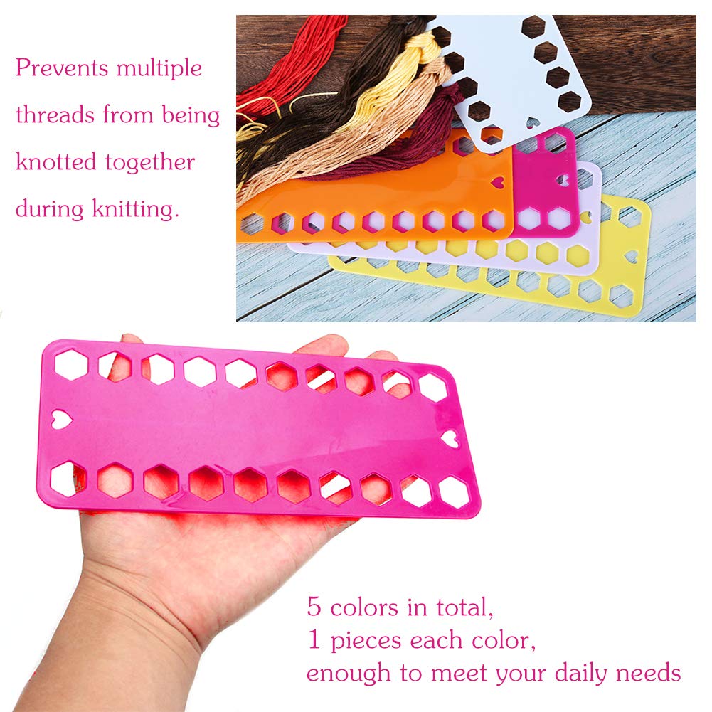 5 Color Plastic Floss Bobbin, Plastic Sewing Thread Winding Plate Board Card for Cross Stitch Embroidery Thread Bobbins Organizer Craft DIY Sewing Storage LOKUNN