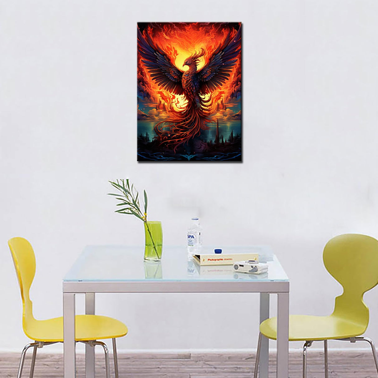 Fire Phoenix Diamond Painting DIY 5D, Numbering Kit, Animal/Wildlife Crystal Rhinestone Diamond Paintwork Mythical Creature Pictures Burning Mountain Artwork Home Decor Adults Gift(12''Wx 16''H) TUMOVO