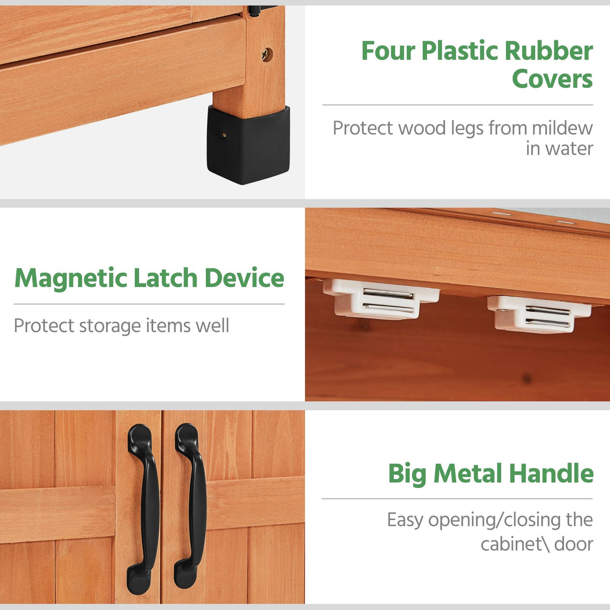 Yaheetech Garden Potting Bench Table - Outdoor Garden Patio Wooden Storage Cabinet & Solid Wood Planting Work Bench with Large Space Storage & Metal-Plated Tabletop, Brown Yaheetech