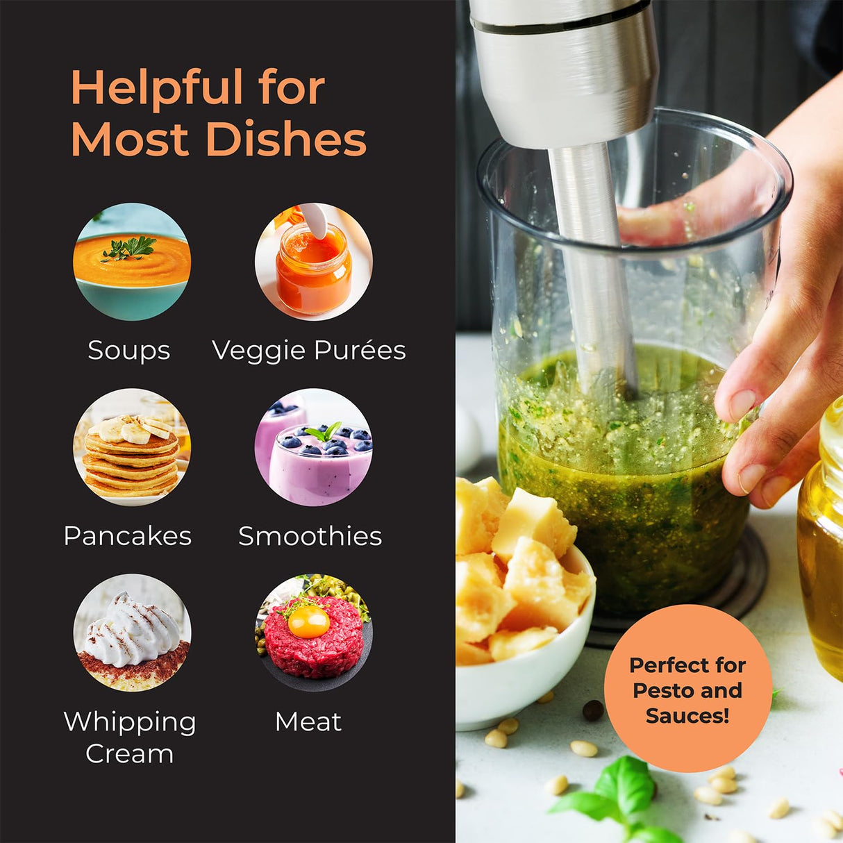 Mueller Immersion Blender Handheld - 8 Speed Stainless Steel Electric Hand Blender, 3 in 1 Emulsion Blender Handheld with Turbo Mode, Stick Blender Emulsifier for Kitchen for Soup, Smoothie, Puree Mueller