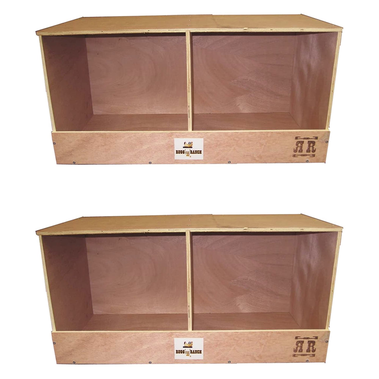 Rugged Range Products Studio Flat Wooden Compartment Chicken Coop Interior Poultry Bird Egg Animal Nesting Box Roosting Cubby, Double (2 Pack) Rugged Ranch