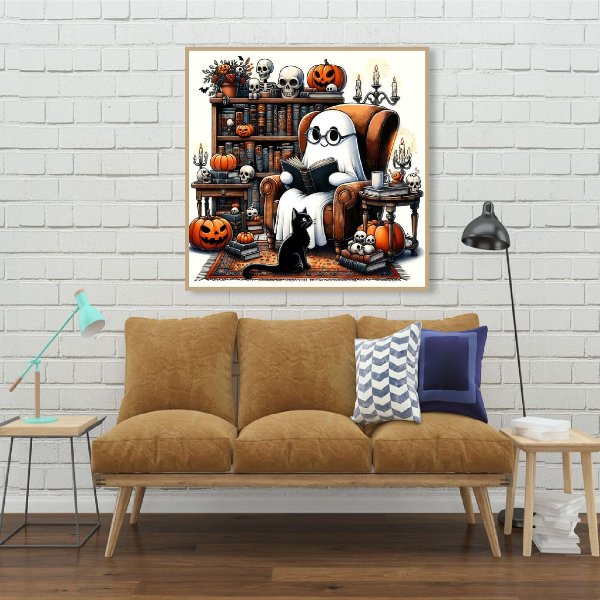 LWZAYS Diamond Painting Kit for Adults, Halloween Diamond Art Kits for Adults Beginners, Full Round Drill Ghost Art and Crafts Kits for Home Wall Decor Gifts (35x35cm) LWZAYS