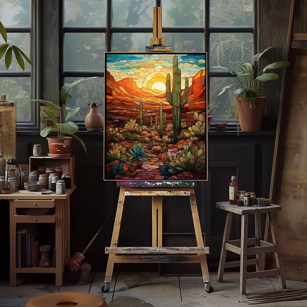 Natuyalo Paint by Numbers Kit for Adults - Cactus DIY Adult Paint by Number Kits Wilderness Landscape Acrylic Canvas Painting for Adults Beginners Kids Art Crafts Without Frame, 16x20 Inch Natuyalo