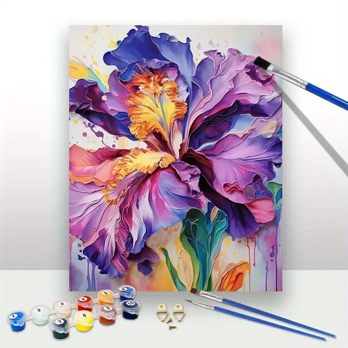 Iris Flower Paint by Numbers Kit for Adults Beginner,Flower Adult Paint by Number Kits on Canvas,Easy Canvas Paint by Numbers for Adults for Home Wall Decoration 16 X 20 inch GEMFAMILY