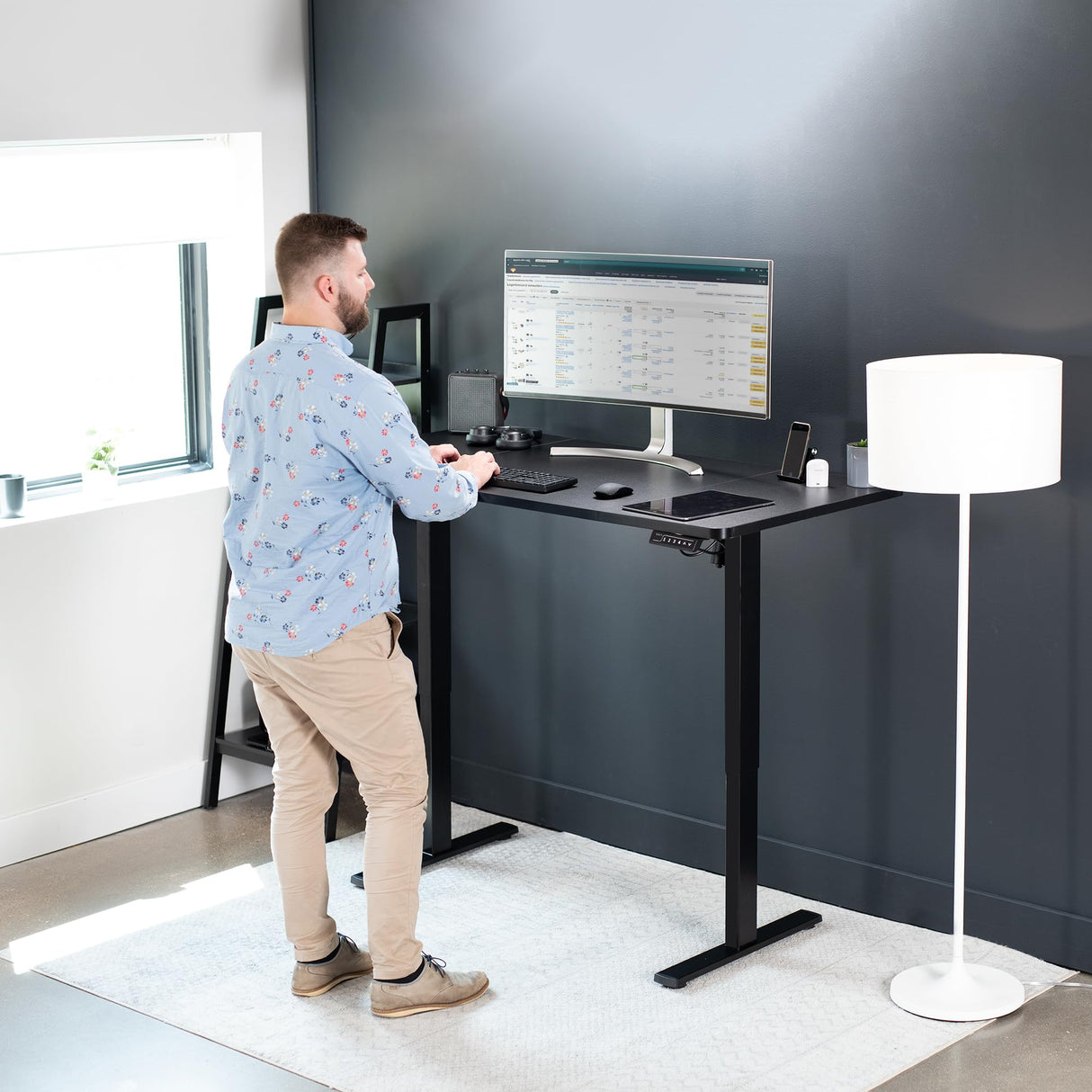 VIVO Electric Height Adjustable 60 x 30 inch Memory Stand Up Desk, Black Table Top, Black Frame, Standing Workstation with Preset Controller, 1B VIVO