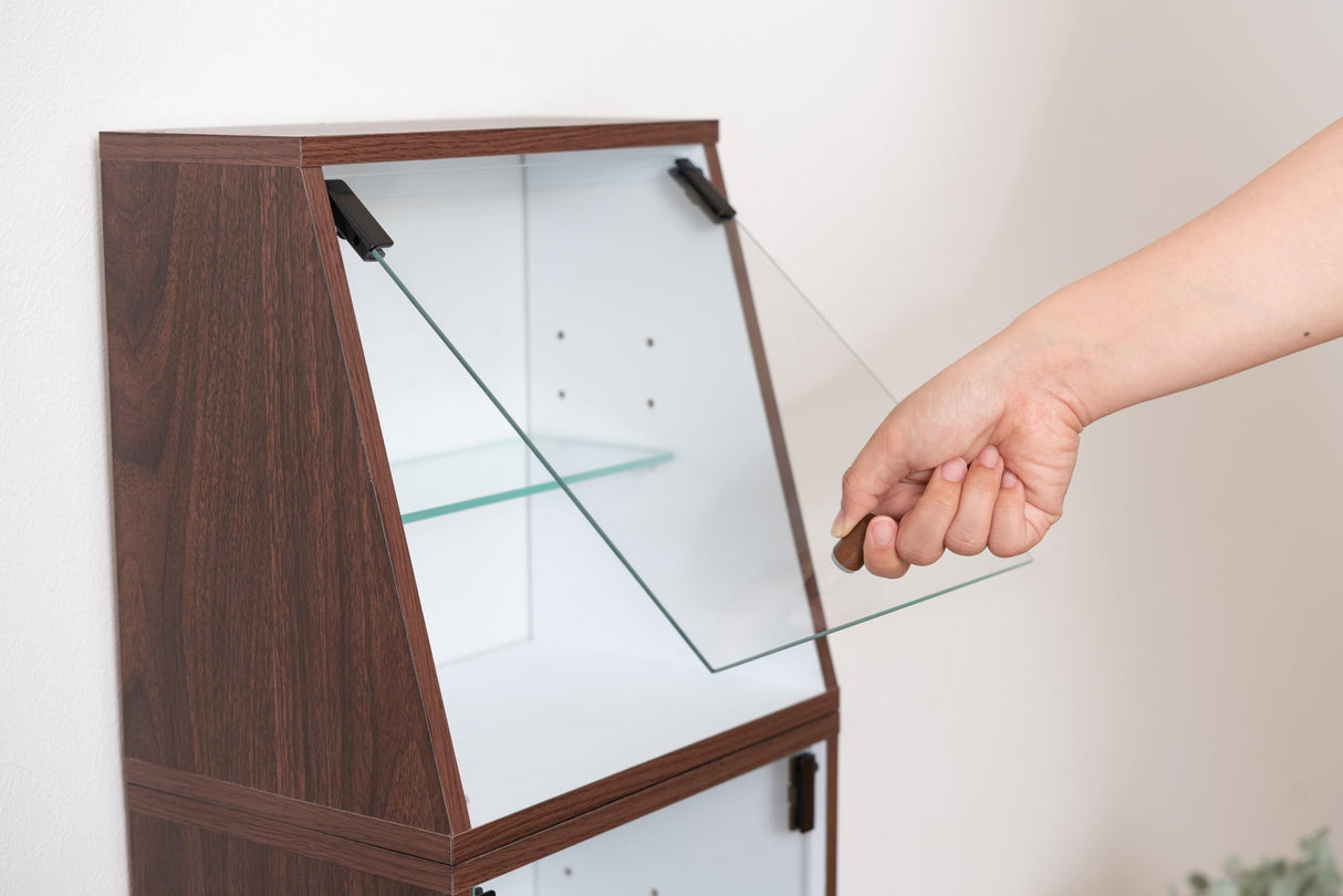 パレットライフ PaletteLife Knock-Down Curio Cabinet Box, 2 Tiers, Brown, Collection Case, Figurine Rack, Collectible Shelf, Storage, Otaku, Wood Grain, Glass, Assembly Required, BLT-651BR パレットライフ