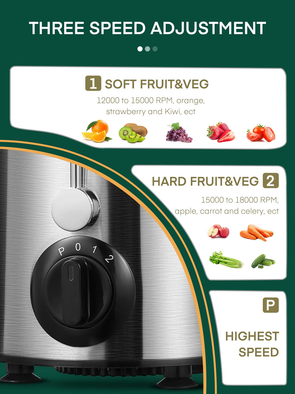 Juicer Machine, HOUSNAT Centrifugal Juicer,Extractor Max Power 800W Juice, 65MM Chute for Whole Fruit and Vegetables, Juice Extractor with 3 Speeds Quick Juicing, Easy to Clean, BPA Free,Silver HOUSNAT