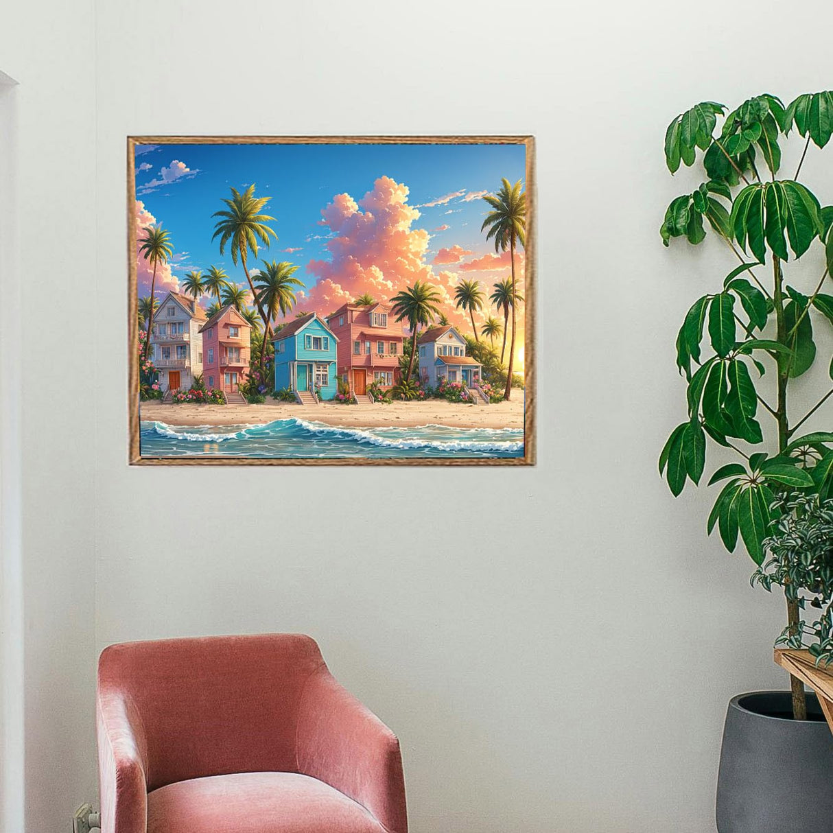 Lovepefe Romantic Beach Paint by Numbers Kit for Adults Beginners Seaside Painting by Number Kits on Canvas Landscape DIY Oil Painting Art Gifts Home Wall Decor 16x20 Inch Lovepefe