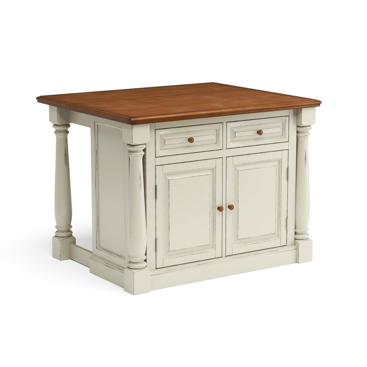 Homestyles Monarch Kitchen Island Set, 50 Inch Width, Antique White homestyles