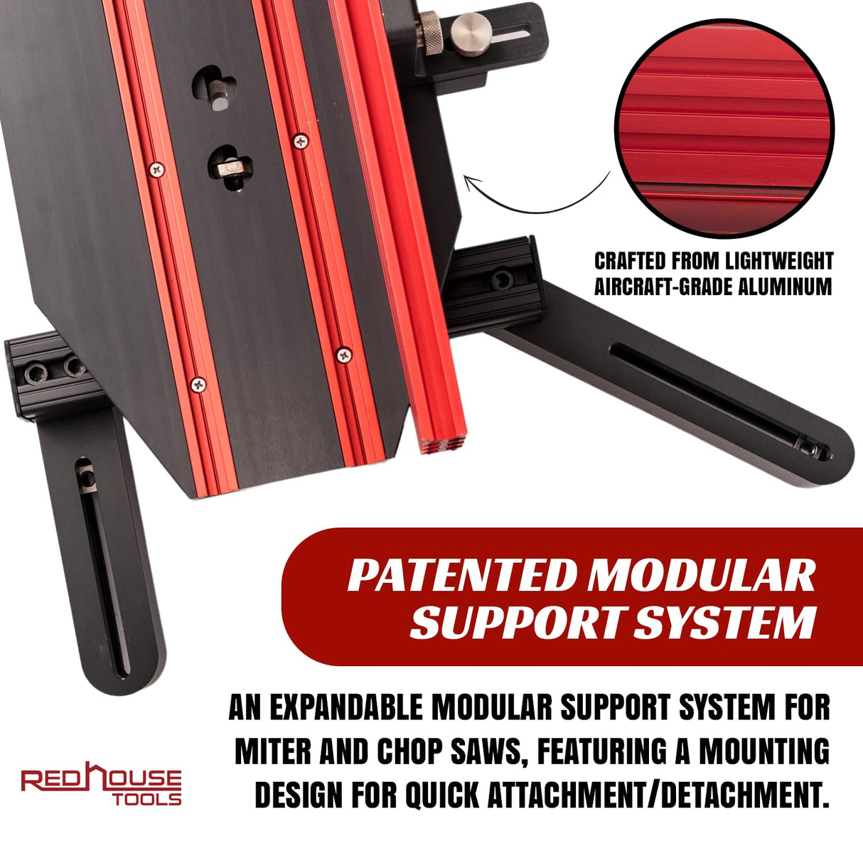 Red House Tools EZ-Wings Basic 4ft Portable Miter Saw Station | Patented Modular Design | for Use with Any Portable Miter Saw Stand or Chop Saw Stand RED HOUSE TOOLS