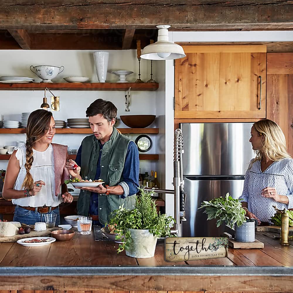 Family Wall Art Decor Inspirational Quotes Wall Hanging Sign-Together is Our Favorite Place to Be-Motivational Home Wall Art Decor Wood Plaque Sign 16"x5" SAC SMARTEN ARTS