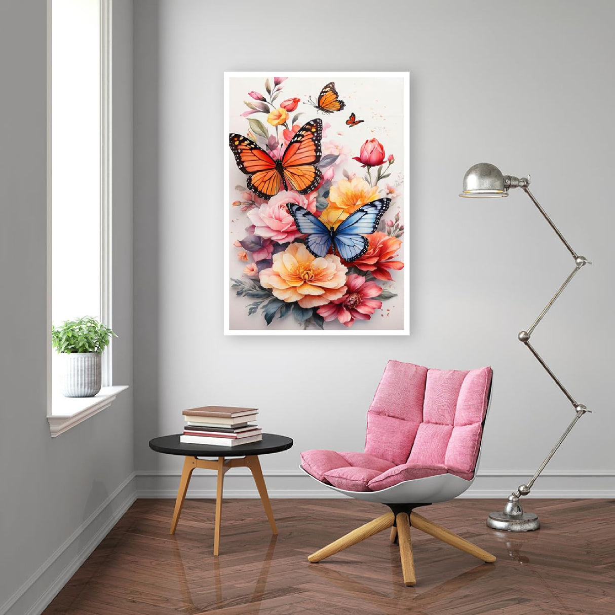 Diamond Art Kits for Adults - Butterfly Flowers Diamond Painting Kits DIY 5D Full Drill Diamond Dots Paintings with Diamonds Gem Art and Crafts for Home Decor 12x16 Inch Fuinkqe