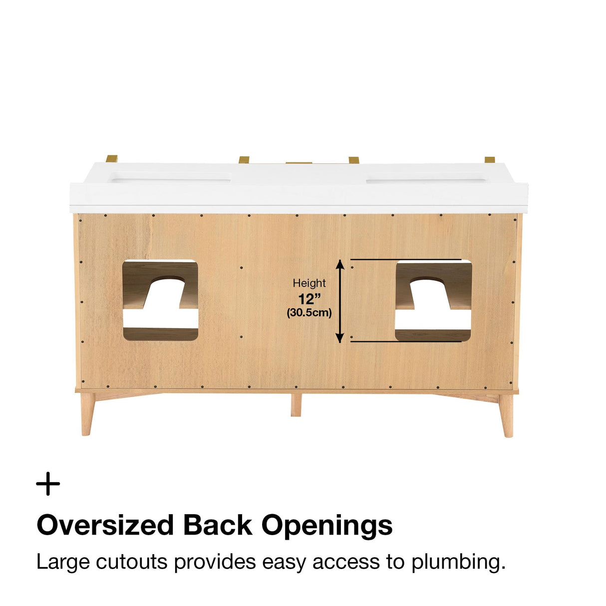 OVE Decors Indy 60 in. Undermount Double Sink Bathroom Vanity with White Engineered Marble Top, Rustic Ash OVE Decors