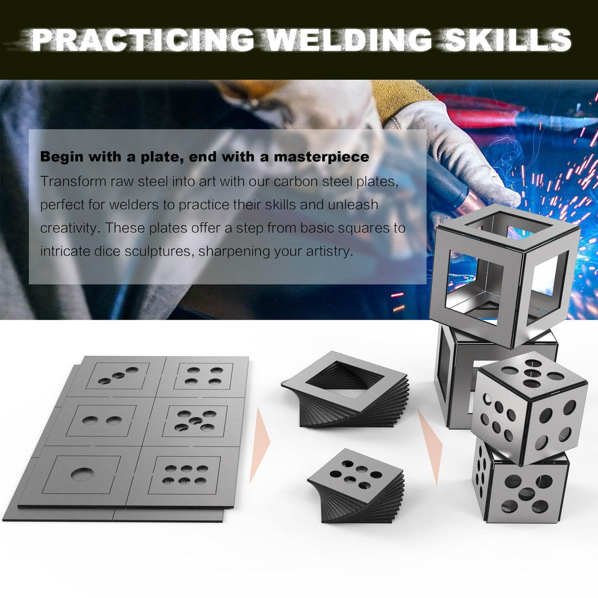 WelderElite 24-Piece Steel Welding Practice Coupons, 17 Gauge Thickness, Ideal for Beginners, Comprehensive Skill Enhancement Training Kit WelderElite