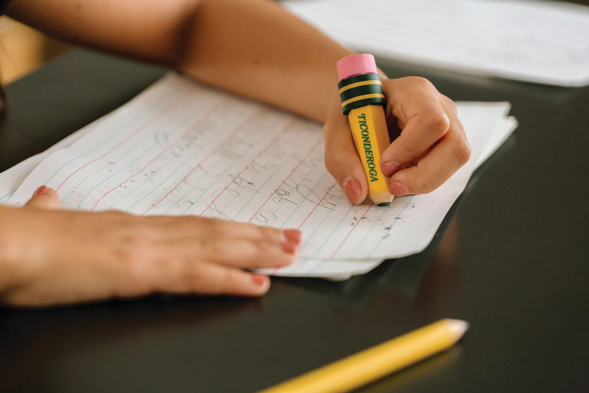 TICONDEROGA Erasers, Pencil Shaped, Latex-Free, Yellow, 3-Pack (38953) Ticonderoga