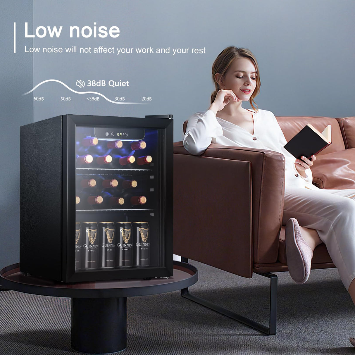 Antarctic Star Beverage Refrigerator Cooler,16 Bottle 66 Can Mini Fridge Glass Door for Beer Drinks or Wine for Home and Bar, Electronic Temperature Control, with Blue LED, 1.7 Cu.Ft Antarctic Star