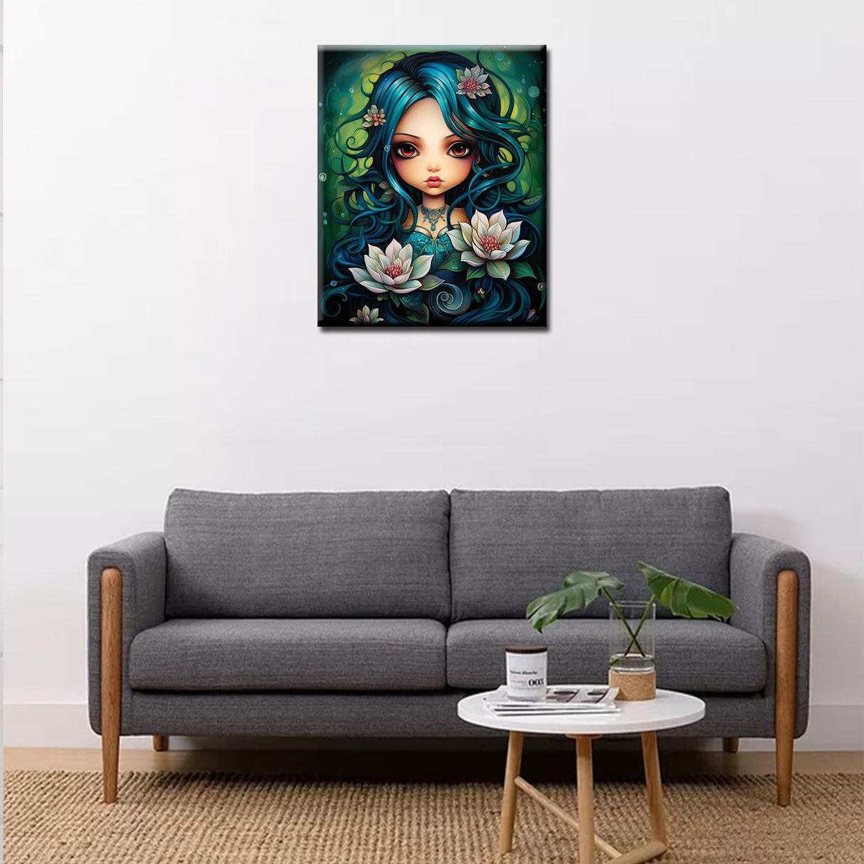 Forest Princess Paint by Number Little Girl with Lotus Flowers DIY Painting On Canvas with Brushes Acrylic Paints Paint by Numbers for Adults and Kids Students Beginner 16x20 Inch Gift(Frameless) TUMOVO
