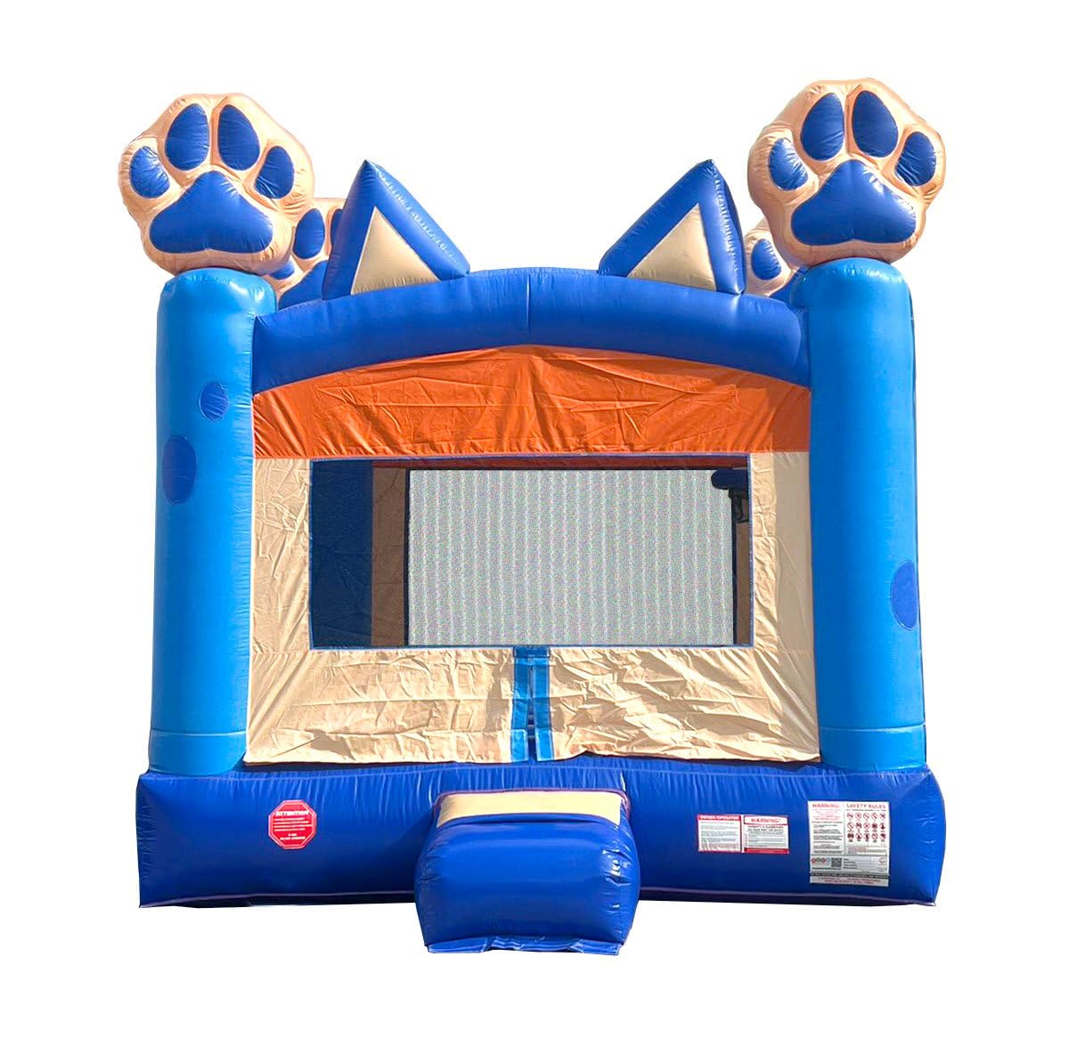 Crossover Inflatable Bounce House, Blue Puppy Dog, 13 x 12 x 14.5 Foot, Outdoor Playhouse for Kids Outdoor Commercial Bouncer Castle with Basketball Hoop, Blower, Stakes, & Storage Bag Pogo Bounce House