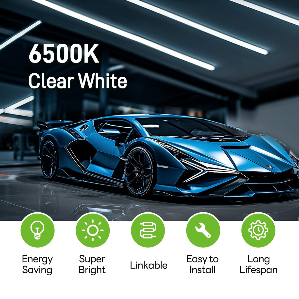 Pak 4FT LED Shop Light, 2300LM 6500K Cool White, 20W Energy-Saving Super Bright Linkable T5 Ceiling and Under Cabinet Lighting Fixture for Garage, Workshop, Basement, Warehouse, FCC Certified, 6 Pack Paklighting