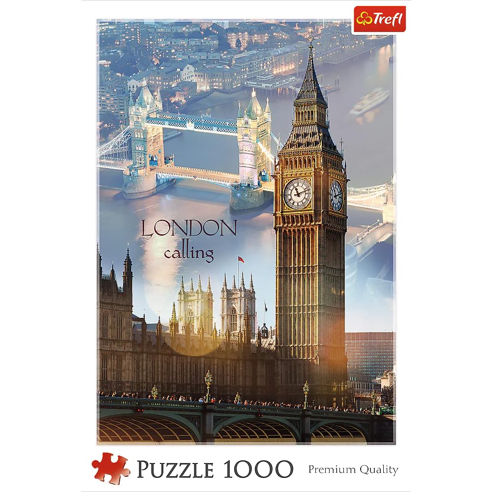 Trefl London at Dawn 1000 Piece Jigsaw Puzzle Red 27"x19" Print, DIY Puzzle, Creative Fun, Classic Puzzle for Adults and Children from 12 Years Old Trefl