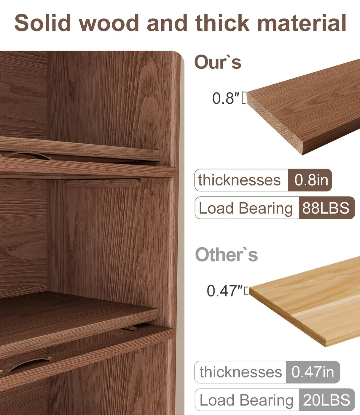 Solid Wood Bookcase 5 Tier Bookshelves with Tempered Glass Flip-Up Doors 72Hx13.7Dx32W" Brown Finish Cube Storage Organizer, Bookshelf Versatile Pantry Cabinet with Storage for Kitchen Home Office AnywaysWood