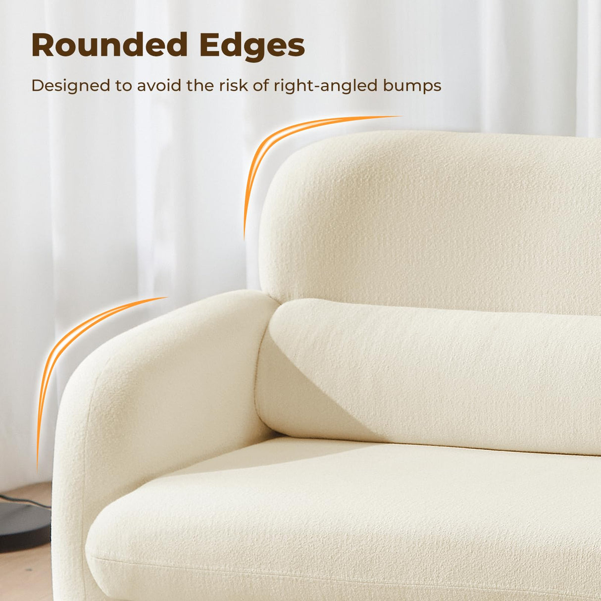 Furnimart Modern Loveseat Sofa, 54" 2-Seater Boucle Sofa, Comfy Upholstered Minimalist Couch, Small Couches for Small Spaces, Apartment, Office, Living Room, Bedroom, Dorm, Chenille White Furnimart