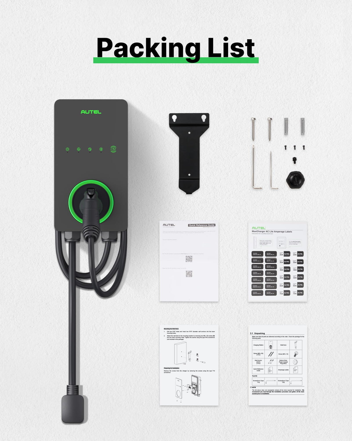 Autel Home Level 2 EV Charger up to 40Amp, 240V, Indoor/Outdoor Fast Electric Vehicle Charging Station with Flexible 25-Foot Cable, NEMA 14-50 Plug, Dark Gray Autel