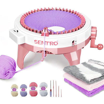 BUAOB SENTRO Knitting Machine 48 Needles for Adults, Smart Automatic Circular Crochet Knitting Machine with Row Counter