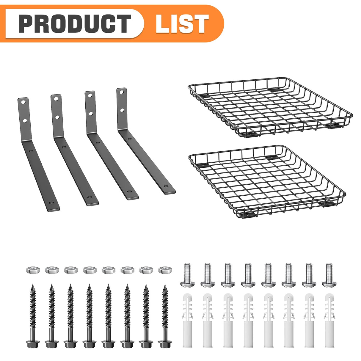 TORACK 2-Pack 12x18 inch Wall-Mounted Shelves, Garage Wall Shelf for Closet & Laundry Room, Heavy-Duty Floating Shelves Hold Up to 60 lbs(Black) TORACK