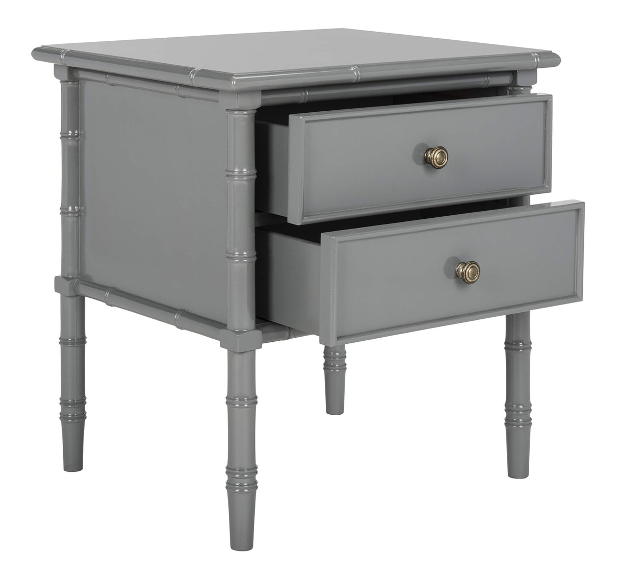 SAFAVIEH Home Mina Modern Coastal 2-Drawer Bamboo Nightstand, 1' x 1', Grey/Gold Safavieh