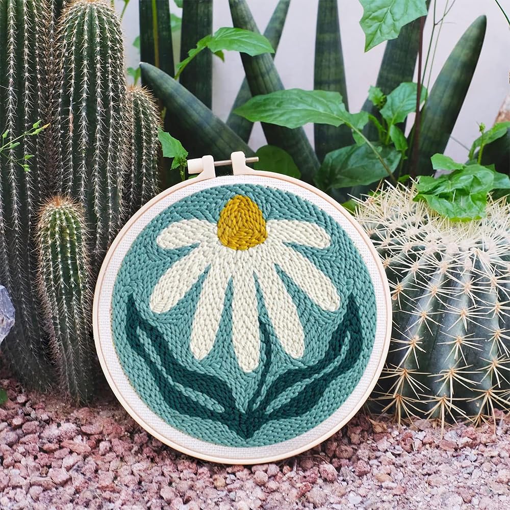 ZuoAnLF Punch Needle Kits for Adults Beginner, Punch Needle Tool with Punch Needle Fabric Hoops Yarns and Sewing Needles, Gifts & Home Wall Decor, 8inch ZuoAnLF