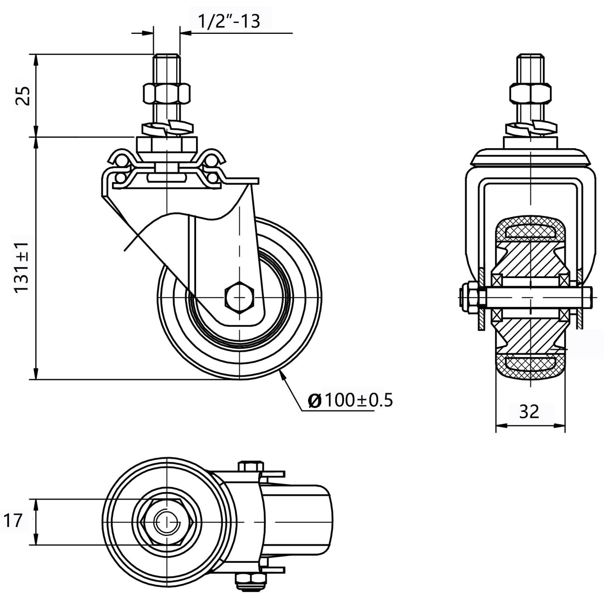 Finnhomy Swivel Caster Wheels 4 Inch Threaded Stem Casters Set of 4 Heavy Duty 1/2"-13 x 1 Anti-wear Polyurethane Industrial Castor Wheels for Cart/Furniture Load Bearing 2200 Lbs Smooth Casters Red Finnhomy