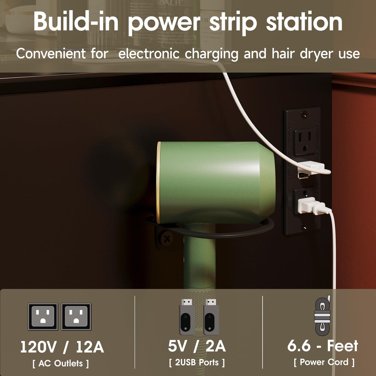 Maupvit Makeup Vanity with Mirror and Lights,Black Vanity Desk with Drawers and Shelves,Large Makeup Table with Glass Top,Bedroom Dressing Table,47.1in Maupvit