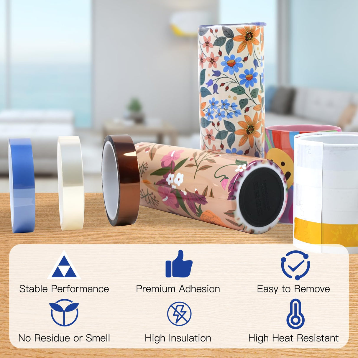 HTVRONT Heat Resistant Tape - Sublimation Tape 2 Rolls 20mm x 33m Heat Transfer Tape, No Residue Heat Tape for Sublimation Blanks Tumblers Mugs Fabrics, Adhesive Heat Transfer Heat Press Tape (Clear) HTVRONT