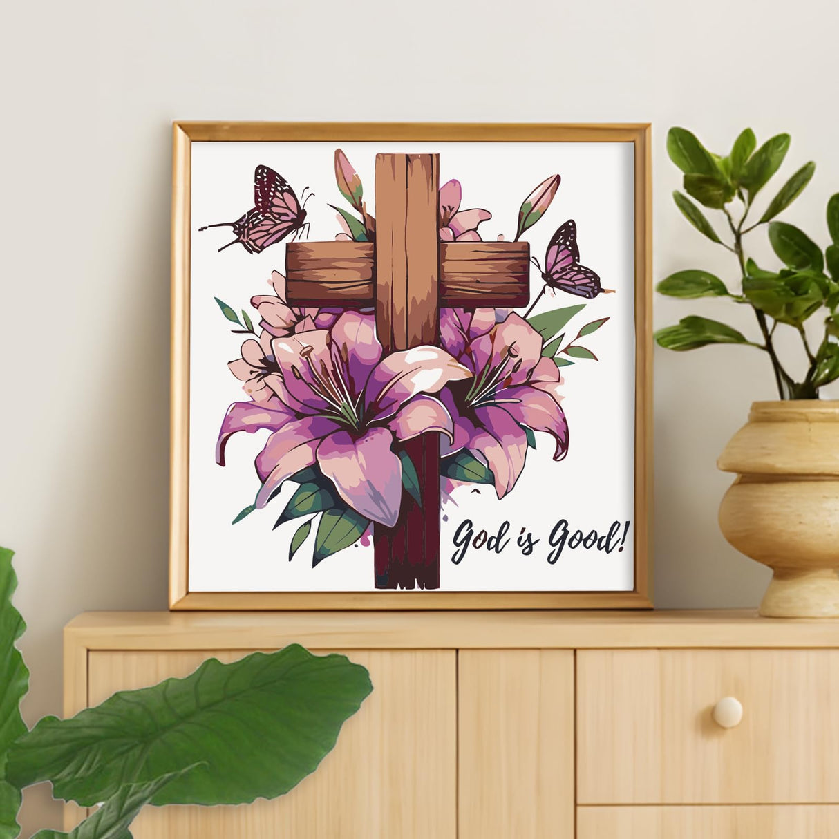 Framed Paint by Numbers Kit for Adults Beginner & Kids Ages 10-13, Jesus Cross Easy Paint by Numbers with Frame, Christian Religious Acrylic Adult Painting by Number Kits on Canvas Framed 10 x 10 Inch Camocin