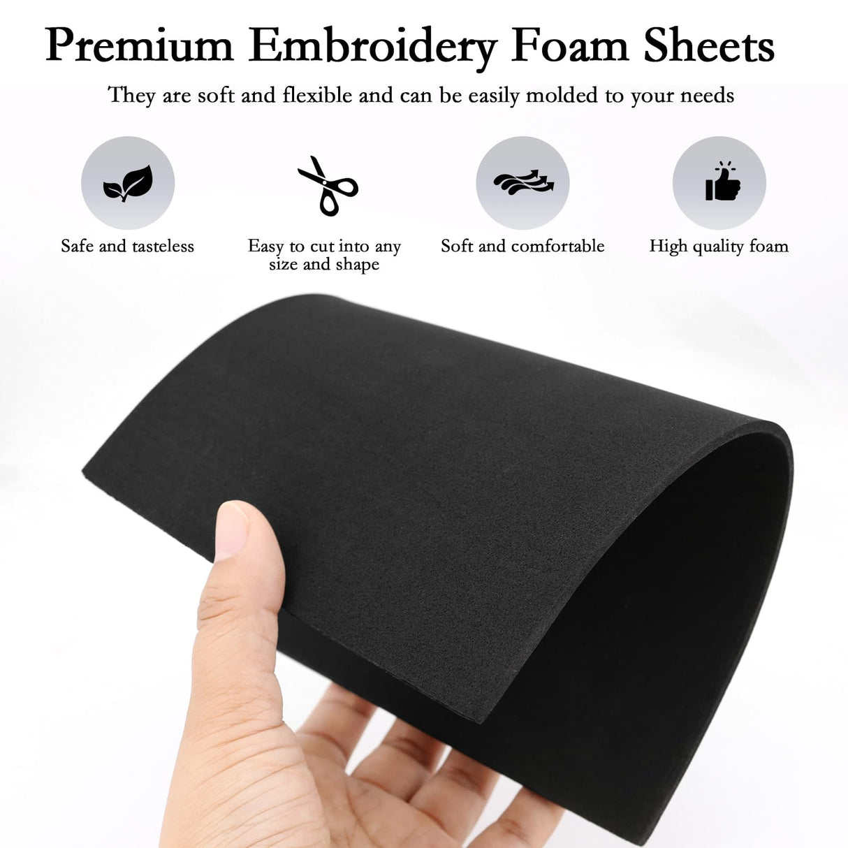 24 Pcs Embroidery Foam Sheets, 6" x 9" High Density 3mm Thick EVA Craft Foam for 3D Embroidery Crafts and Arts, Cosplay Costumes, DIY Projects, Quilting, Hats, Pillows AJLICHIBAN FUN