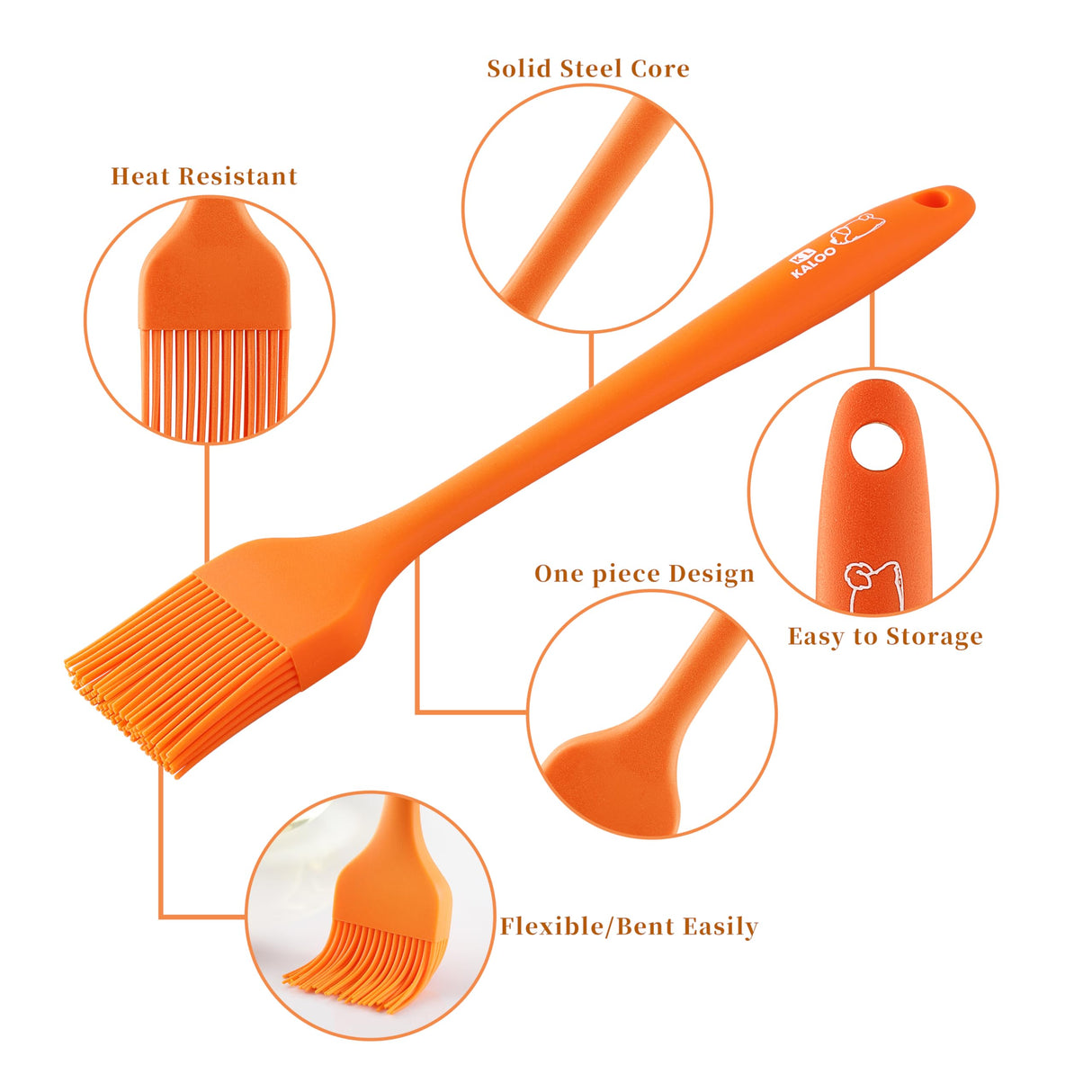 4PCS Silicone Basting Pastry Brush, Kaloo Kitchen Cooking Brush for Food Butter Oil BBQ Sauce Baking, Heat Resistant & Dishwasher Safe (Stylish Dog Pattern) KL KALOO