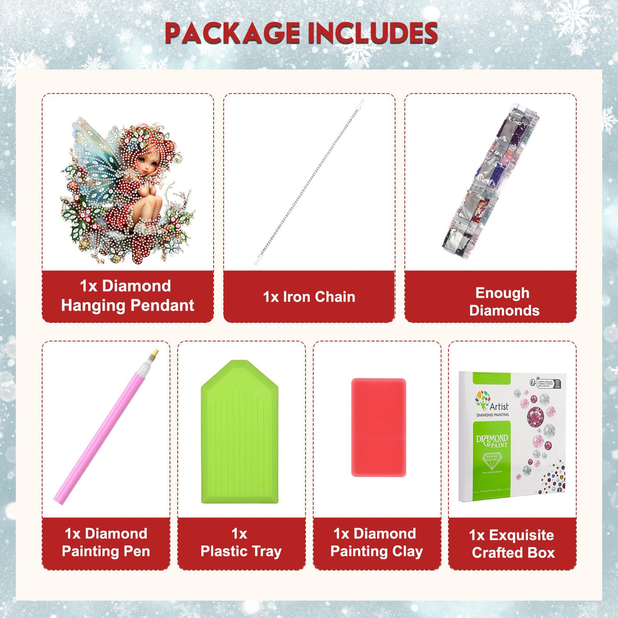 Hanging Diamond Art Kit for Adult, Christmas Angel, 5D Special Shaped Rhinestone Diamond Painting Ornament, Christmas Fairy, DIY Acrylic Diamond Art Painting Window Pendants Home Garden Wall Decor NEWENMO