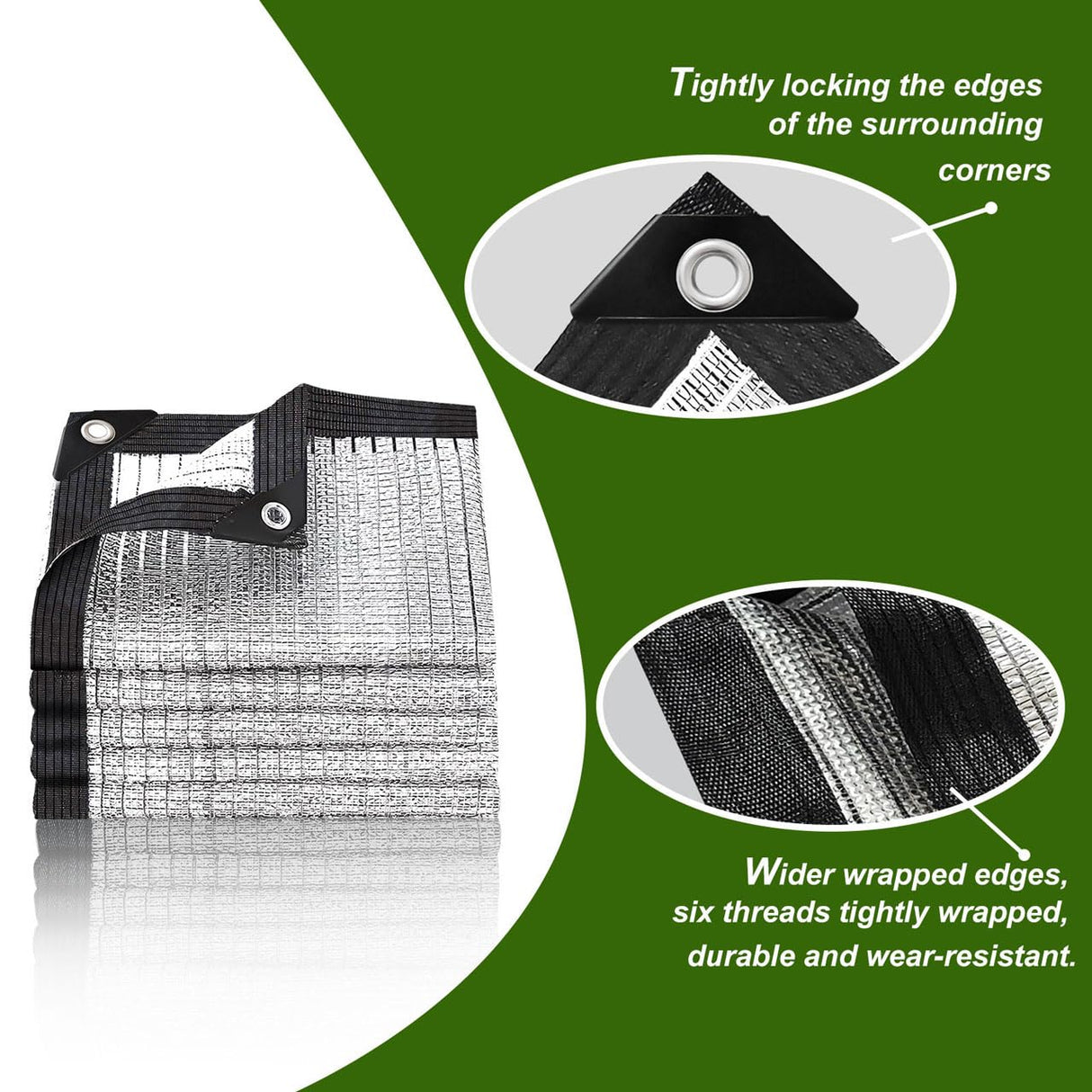 BXAEYIPOR 80% Shade Cloth-Silver Shade Cloth for Garden Lawn Pergola Greenhouse,Chicken Coop,Kennels,Shade Cloth with Grommets,Simple Hanging Shade Covers BXAEYIPOR